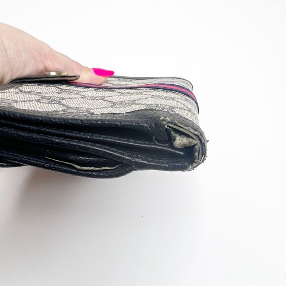 GUCCI Vintage Navy Supreme Web Ophidia Trifold Long Wallet Monogram FLAW 4 x 7.5 - Picture 7 of 12
